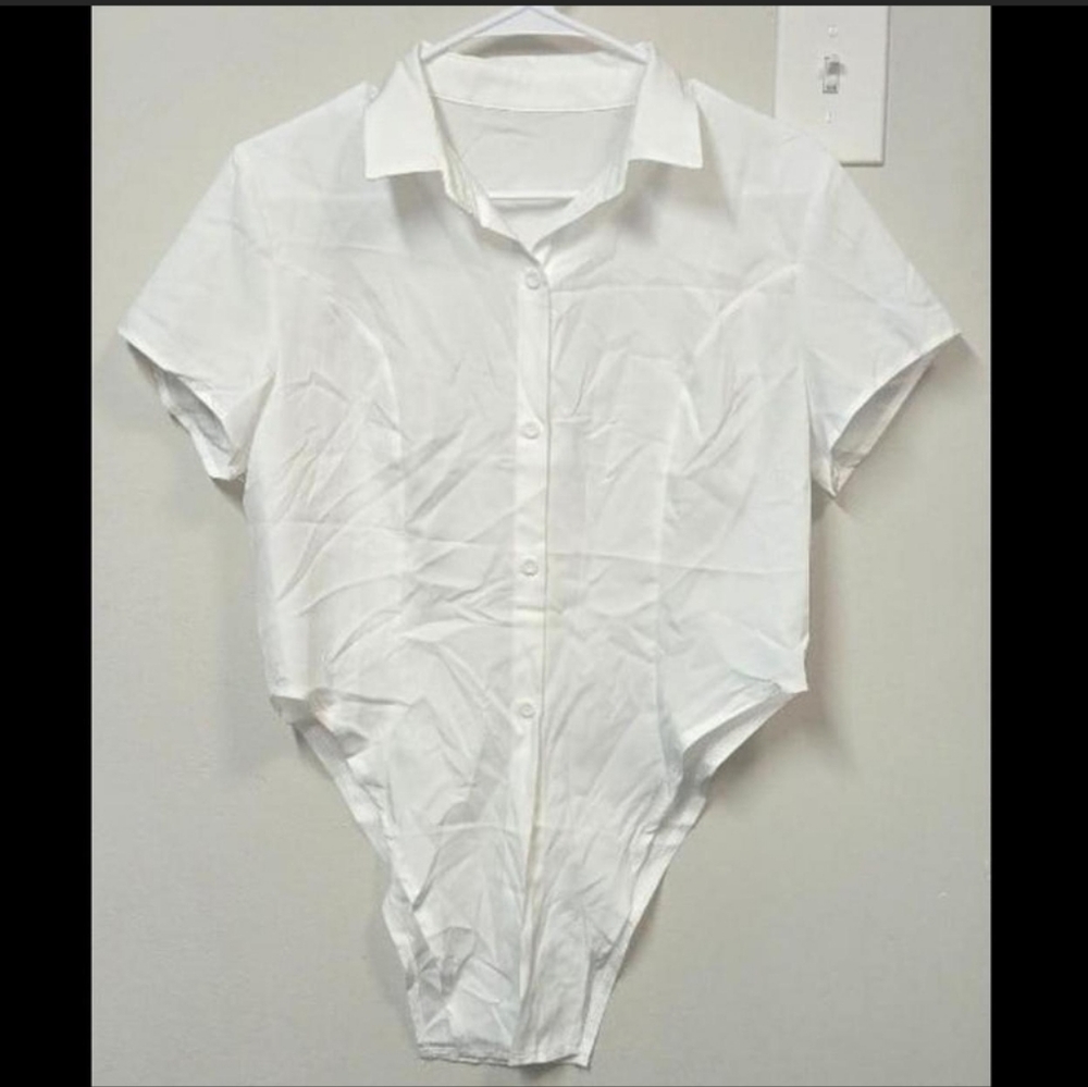 Launer White Collar Bodysuit Size Medium